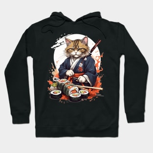 Cool Cat Sushi Art Hoodie